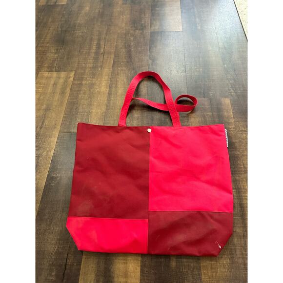 Chick-fil-A Red Patchwork Tote Bag with Cow Print Lining - Picture 3 of 6